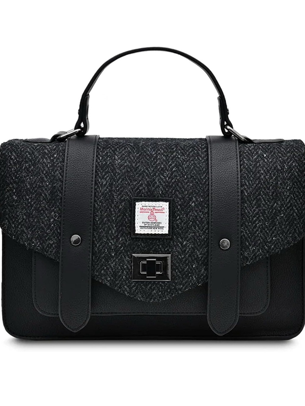 Islander Harris Tweed Large Satchel Black